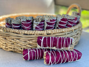 White Sage w/ Dried Red Rose Petals Smudge Stick - Single