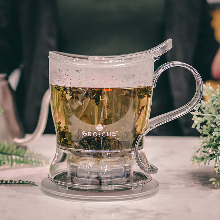GROSCHE Aberdeen PERFECT TEA MAKER Tea pot with coaster, Tea Steeper, Easy Tea Infuser, 17.7 oz. 525 ml, EASY CLEAN Tea Steeper, BPA-Free teapot