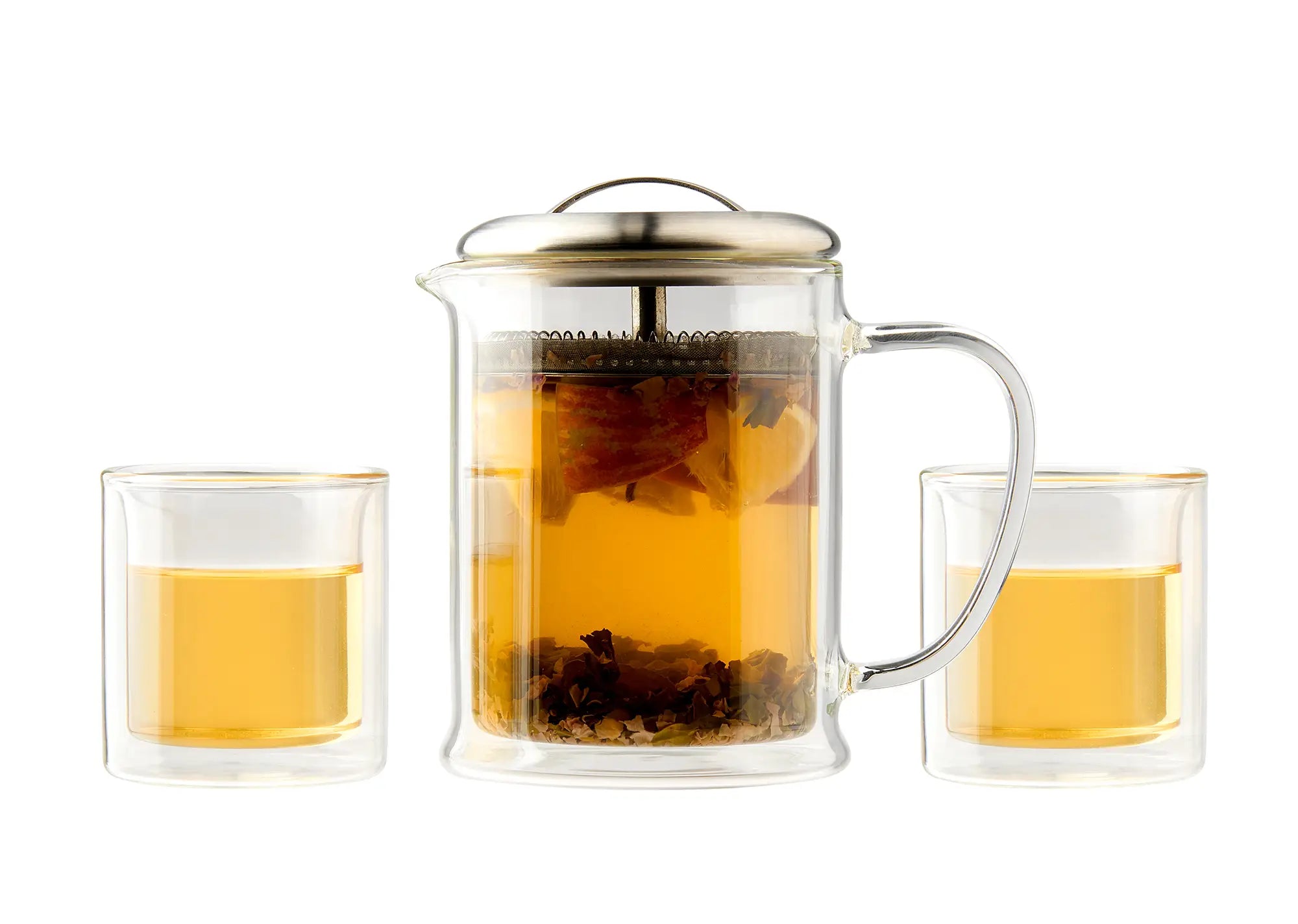 3pc Double Wall Tea Strainer/Tea Cup Set
