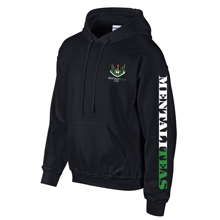 Mentaliteas Black Hoodie Green Logo