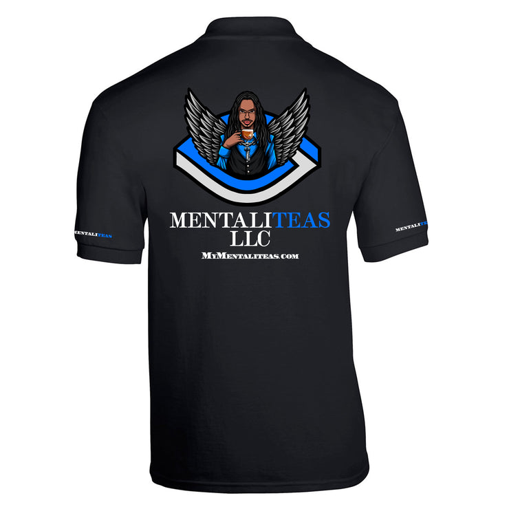 Mentaliteas Black Polo with Blue Logo