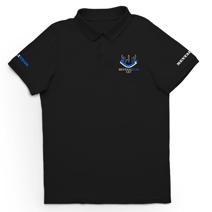 Mentaliteas Black Polo with Blue Logo