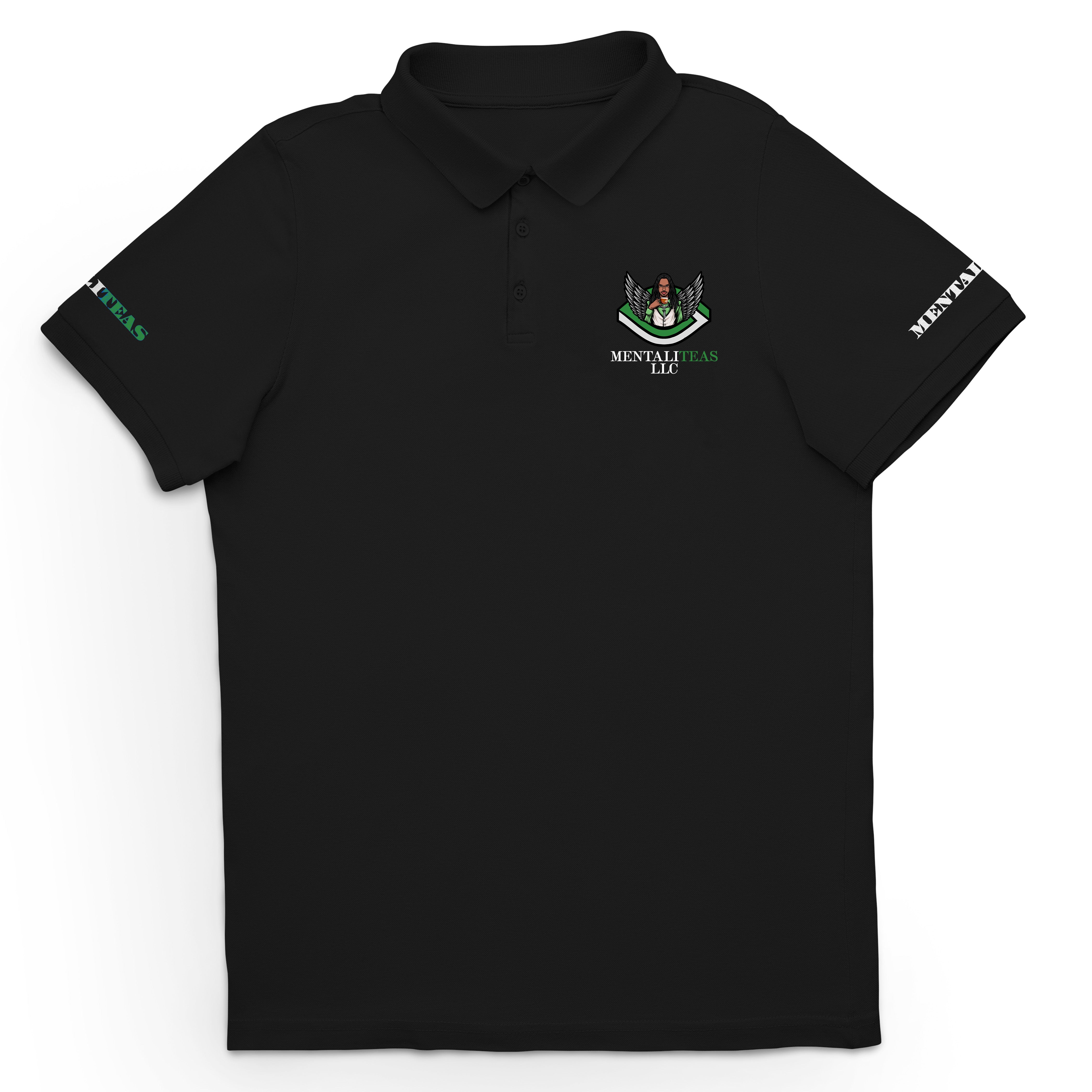 Mentaliteas Black Polo Green Logo