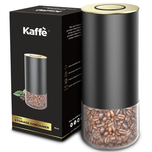 Kaffe Tea Canister Storage Container Black/Gold Round - 16 oz.
