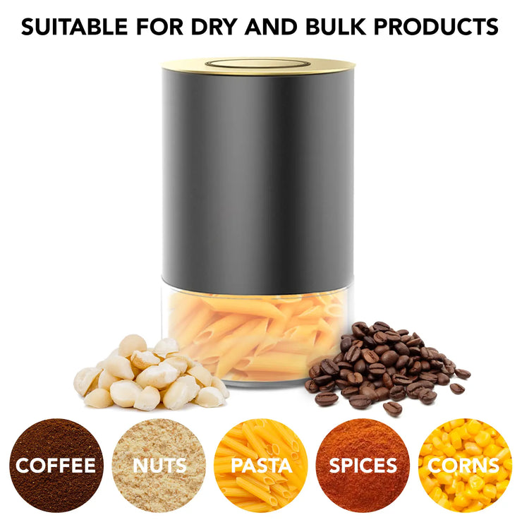 Kaffe Tea Canister Storage Container Black/Gold Round - 16 oz.