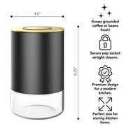 Kaffe Tea Canister Storage Container Black/Gold Round - 16 oz.